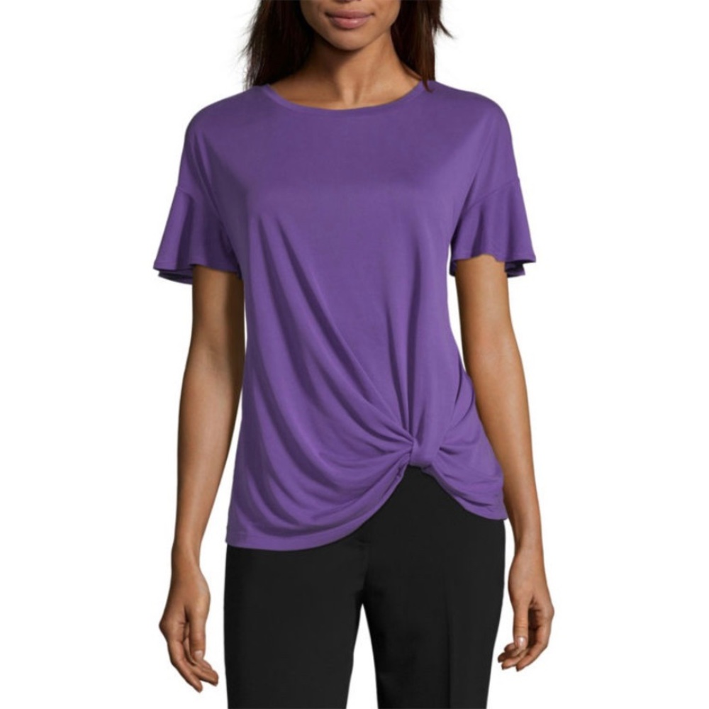 NWT Worthington Flutter Sleeve Twist Tee - Tall